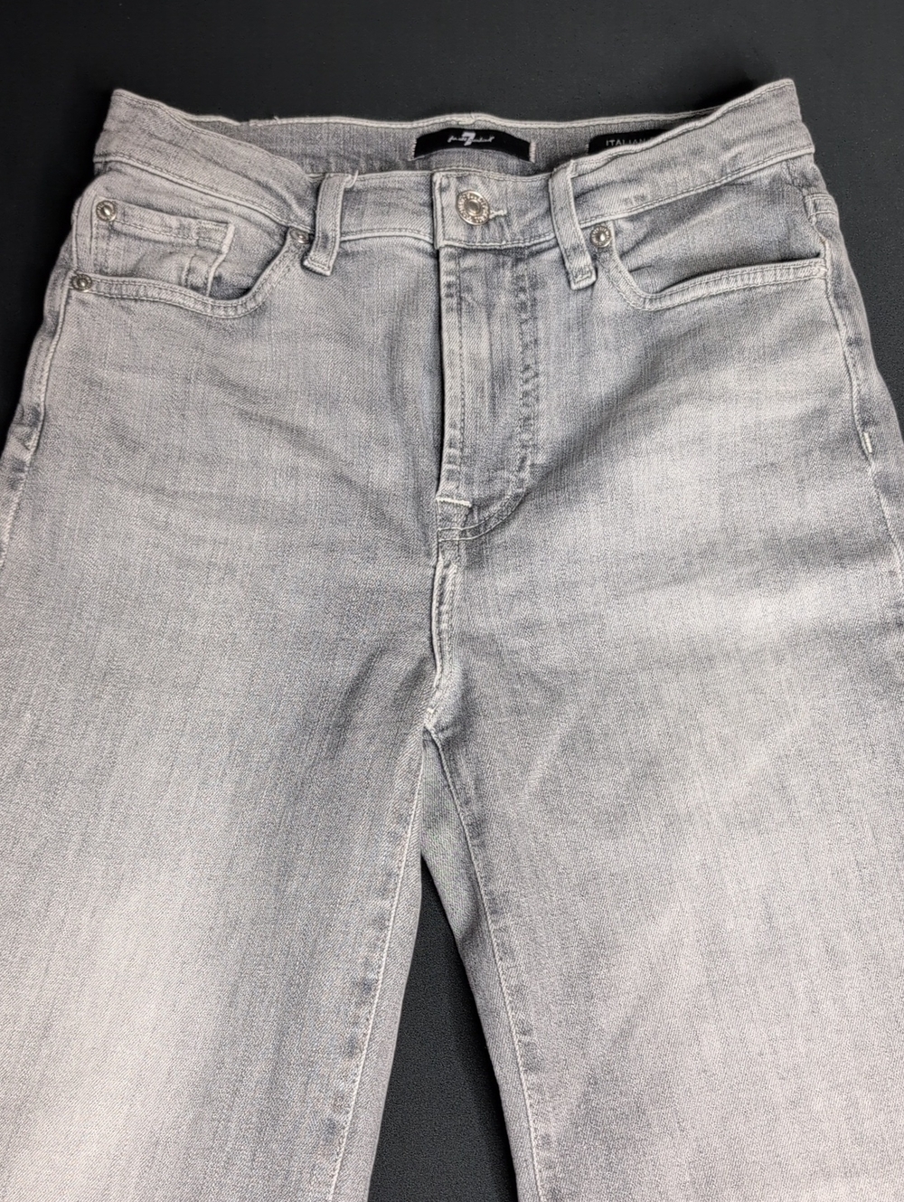 7 For All Mankind Wide Leg Jeans in Light Gray